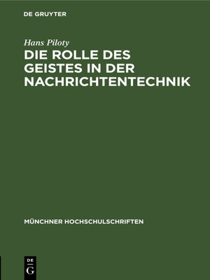 cover image of Die Rolle des Geistes in der Nachrichtentechnik